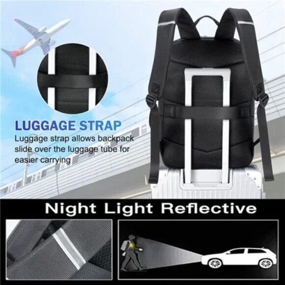 New Slim Lightweight Waterproof Backpack Black - Picture 8 of 9